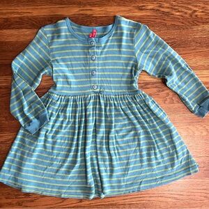 Hanna Andersson 120 dress striped long sleeve cotton blue fit flare
